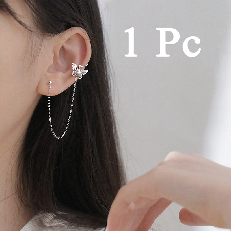 Korean Style Butterfly Ear Clips Without Piercing For Women Sparkling Zircon Ear Cuff Clip Earrings Wedding Party Jewelry Gifts