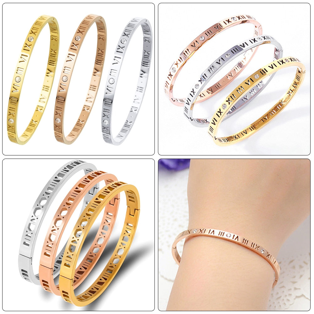 2020 Trendy Crystal Bracelets for Women Fashion Bangle Bracelet Titanium Love Pulseiras Stainless Steel Bangles Feminina Jewelry