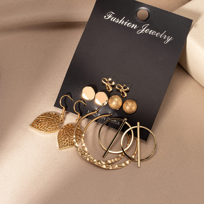 Women&#39;s Earrings Set Retro Korean Geometric Stud Earrings for Women Korean Gold Small Metal Pearl Earring 2021 Trend Jewelry
