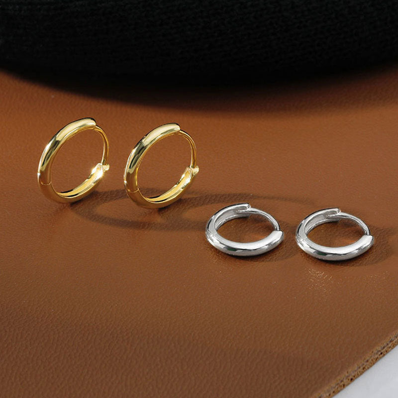 Minimal Glossy Hoop Earrings Gold Color Tiny Cartilage Earrings Piercing Accessory Trendy Small Huggie Female Hoops For Men